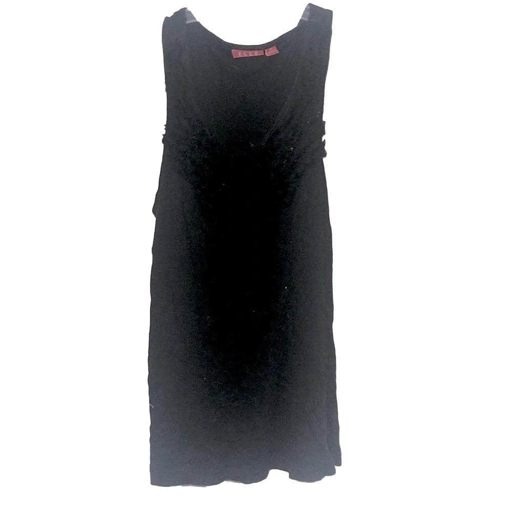 elle ruffled black tank top